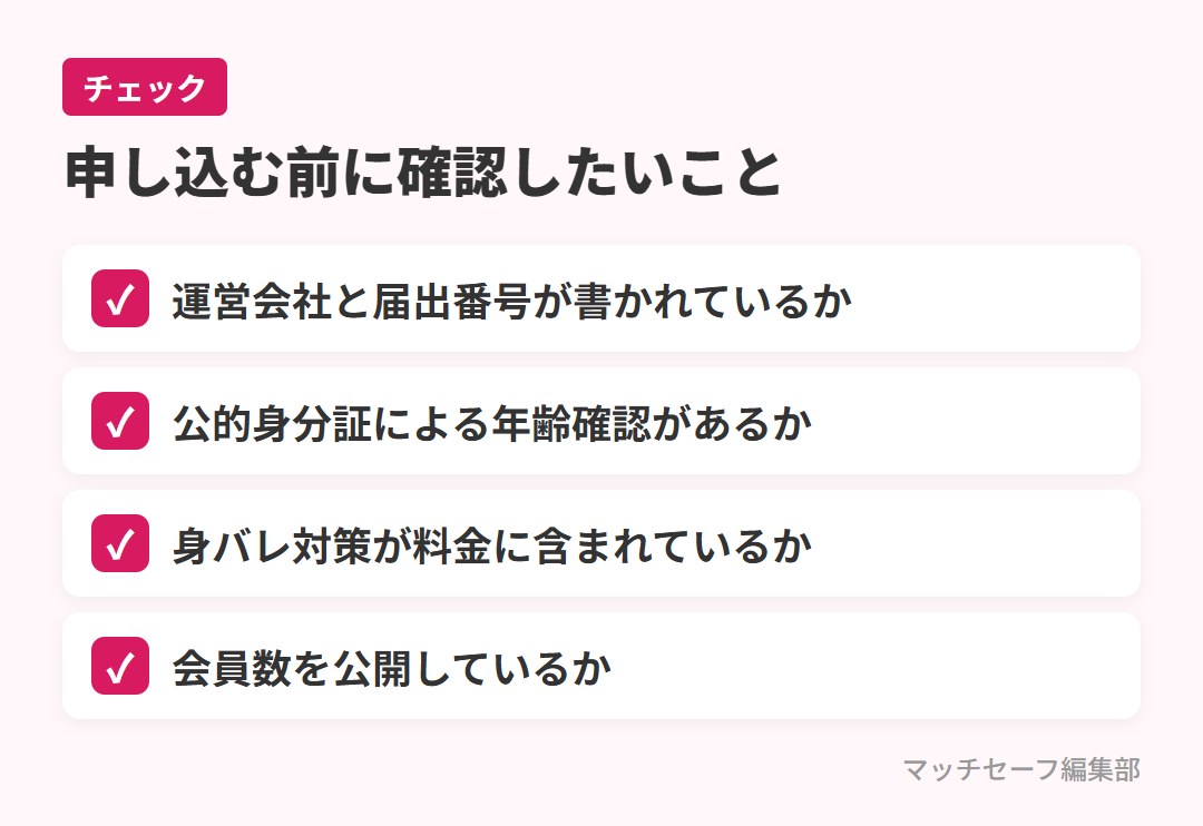 既婚者マッチングアプリを選ぶときのチェックポイント