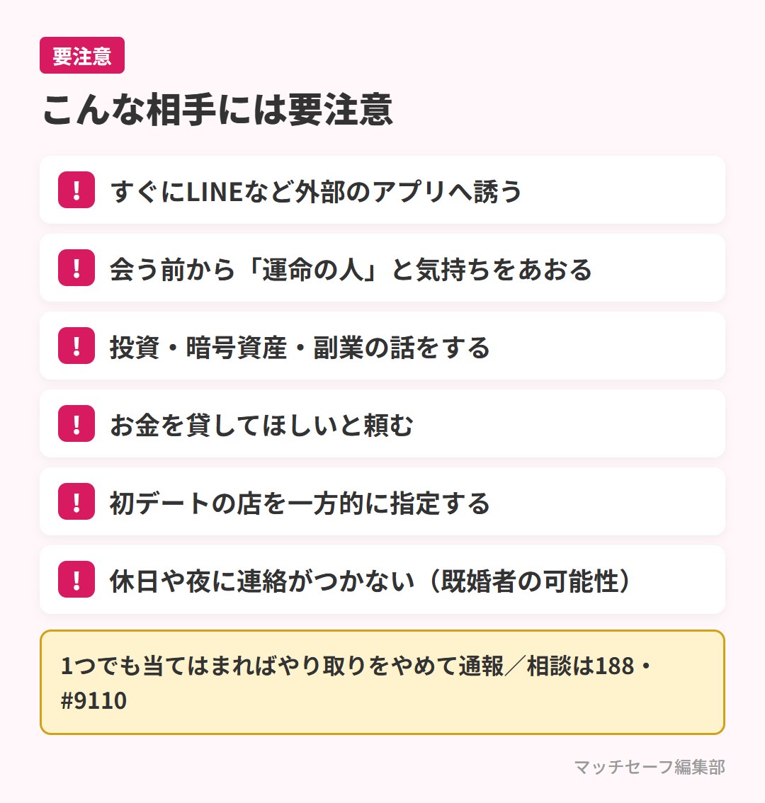 恋活アプリで注意すべき相手のチェックリスト