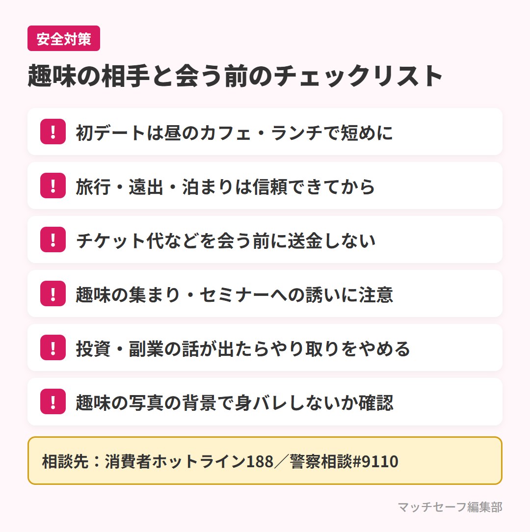 趣味でつながったマッチングアプリの相手と安全に会うためのチェックリスト