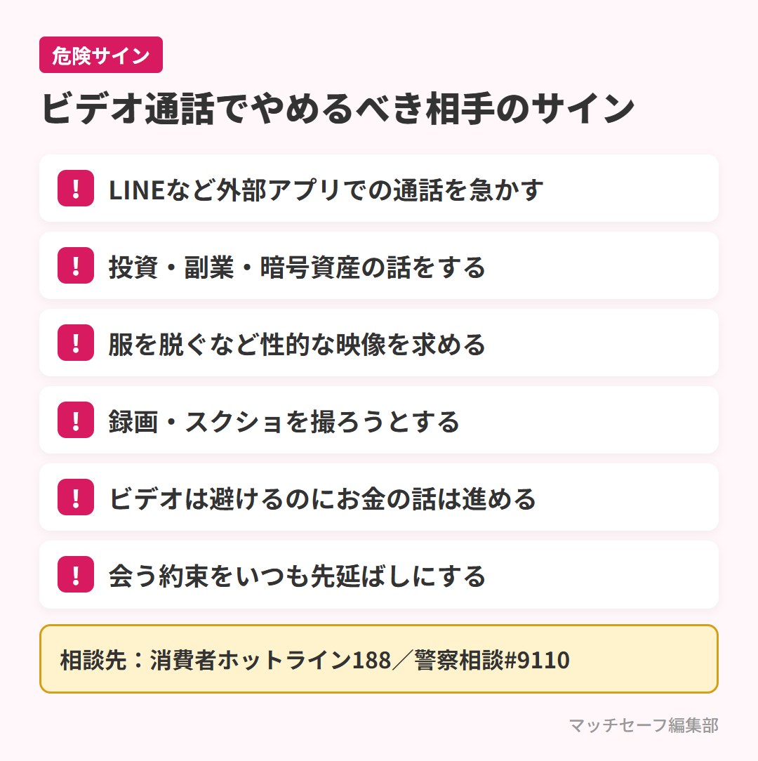 マッチングアプリのビデオ通話で注意すべき相手のサイン
